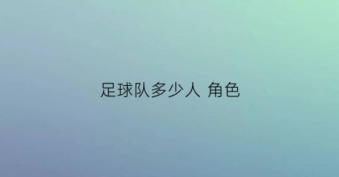 足球队多少人 角色